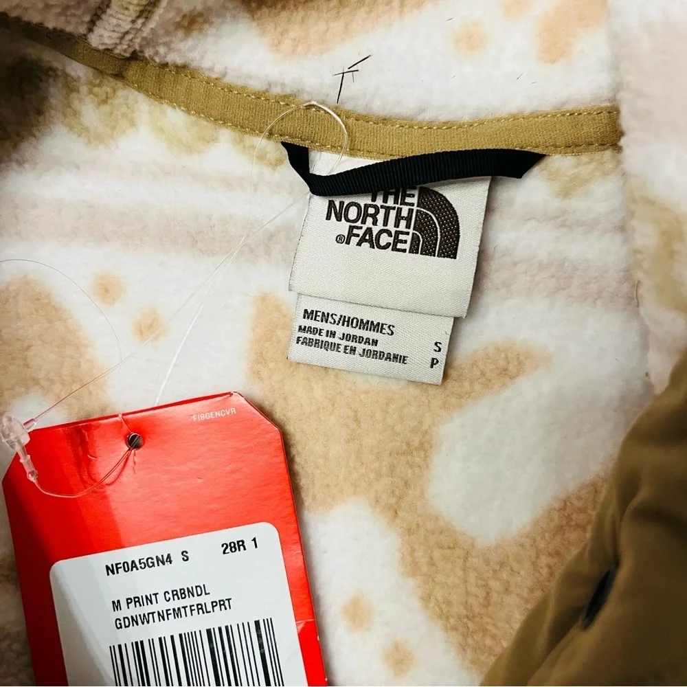 The North Face Printed Fleece Hoodie – Tan Cream Pullover – Size Small NWT